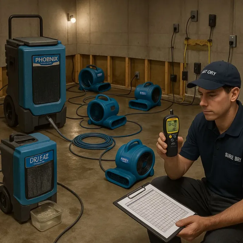 Structural Drying and Dehumidification process in Middlesex County, MA
